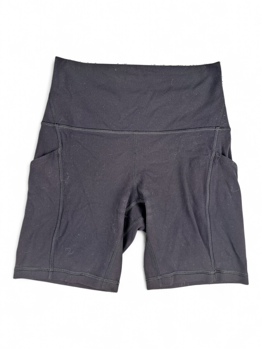 Lululemon High-Rise Black Athletic Bike Shorts w/ Side Pockets Sz 4